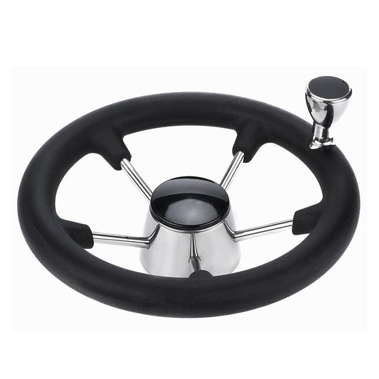 13.5" Boat Steering Wheel With Grip Cover - Stainless Steel 3/4" 5 Spoke With Knob-0