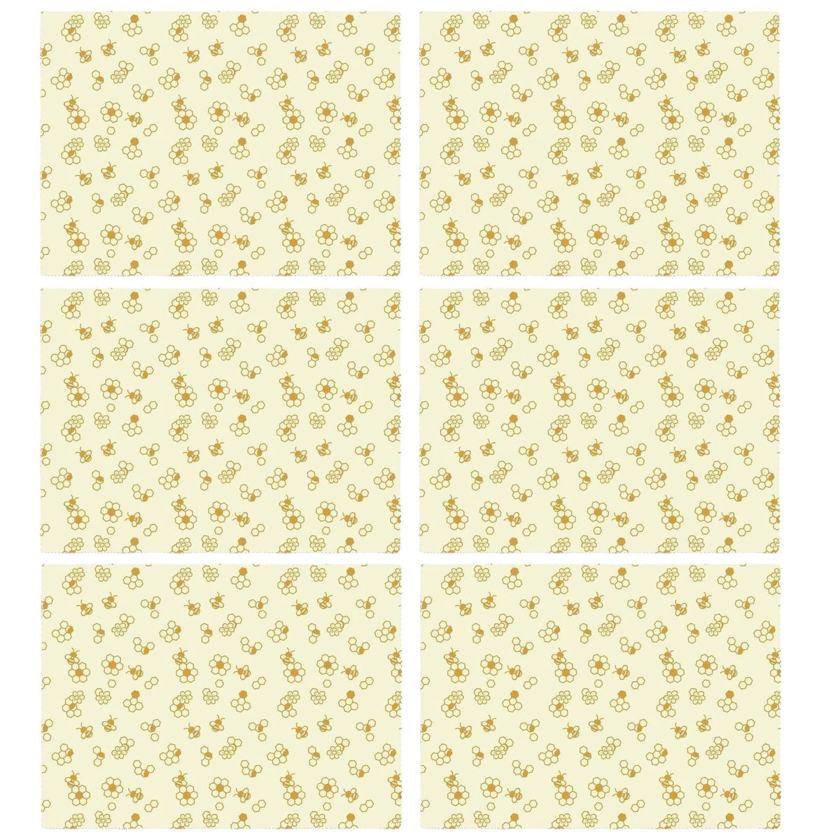 6x Karlstert Natural Beeswax Honeycomb Food Wrap in Honeybee Print 43 x 58.5cm