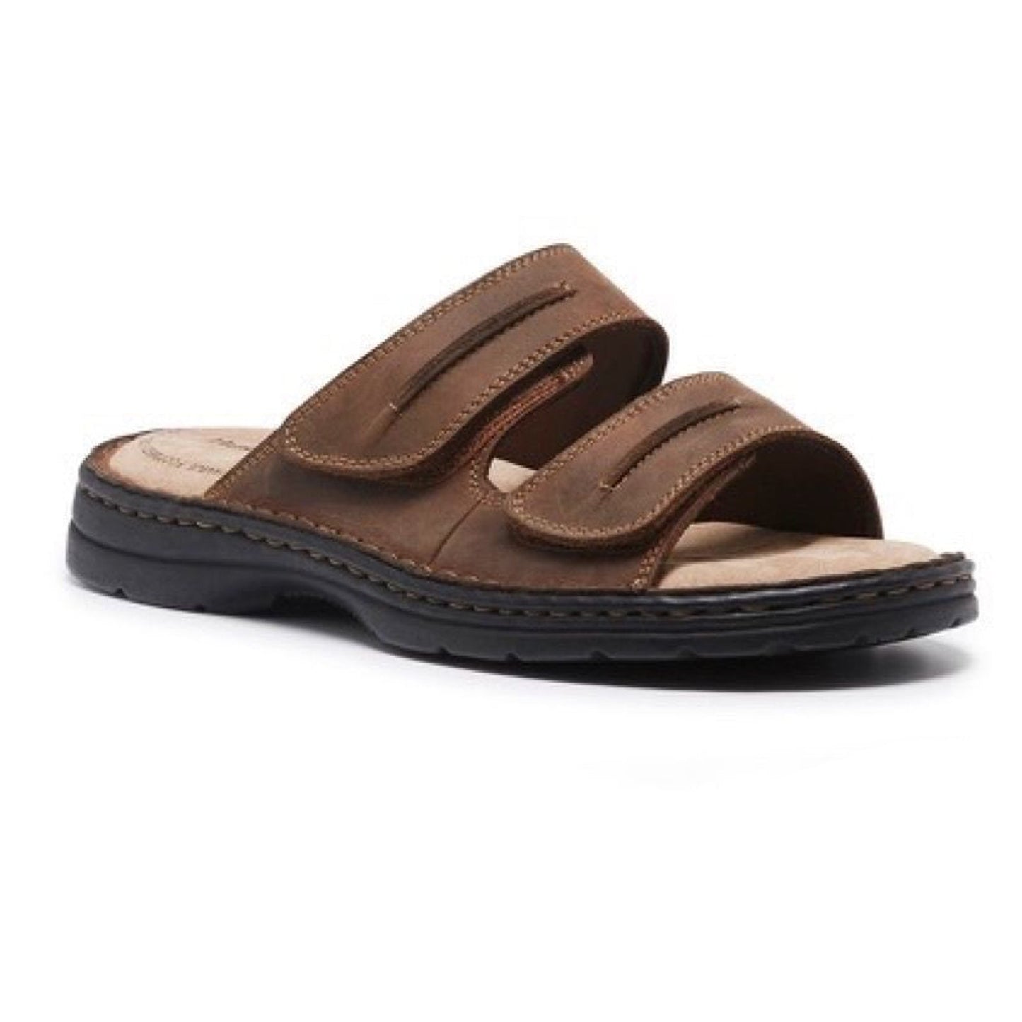 Hush Puppies Slider Mens Leather Adjustable Strap Sandals Slippers Shoes - Brown-0