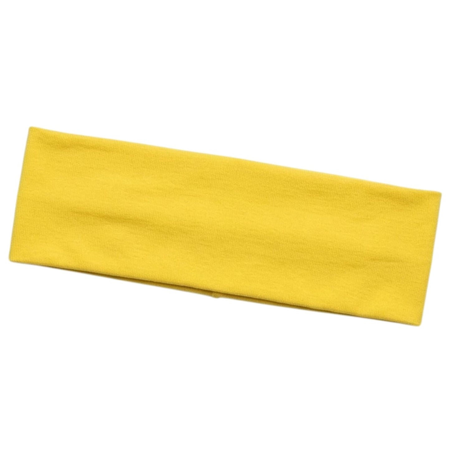 PLAIN HEADBAND Elastic Stretch Sports Yoga Hair Band Unisex 8cm Wide - Yellow