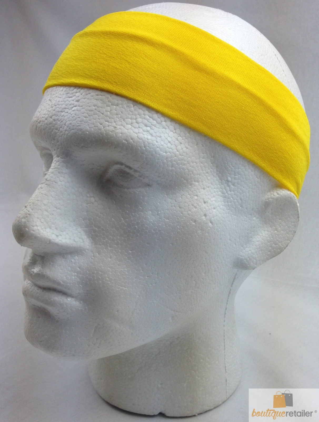 PLAIN HEADBAND Elastic Stretch Sports Yoga Hair Band Unisex 8cm Wide - Yellow