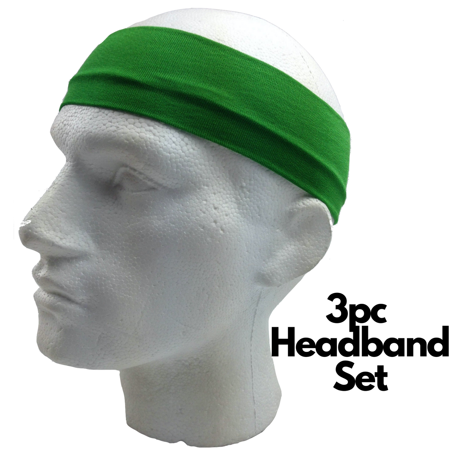 3pc Set Plain Headband Elastic Stretch Sports Yoga Hair Band Unisex Wide Wrap-6