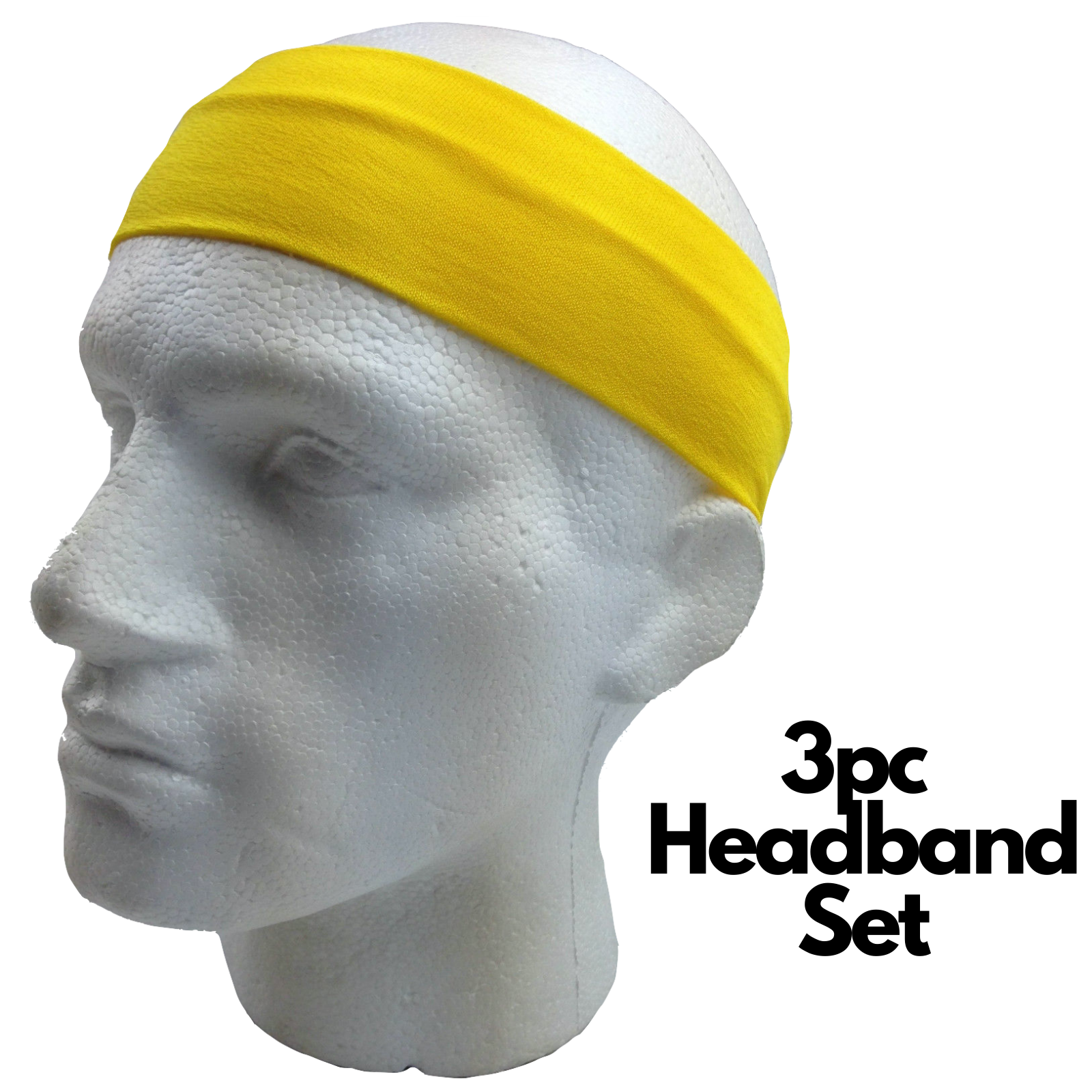 3pc Set Plain Headband Elastic Stretch Sports Yoga Hair Band Unisex Wide Wrap-14
