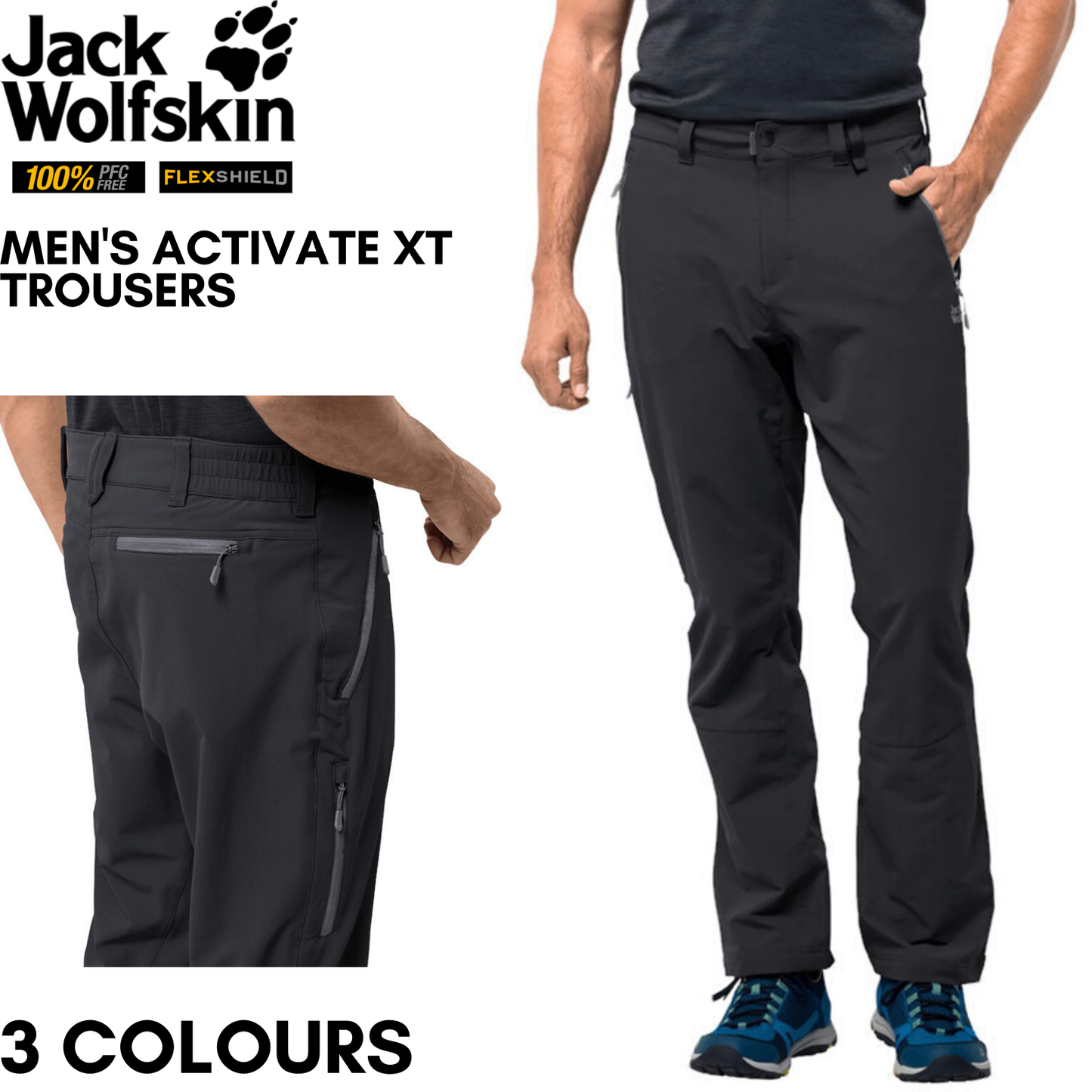 Jack Wolfskin Mens Activate XT Pants Trousers PFC Free Softshell Hiking Trekking-1