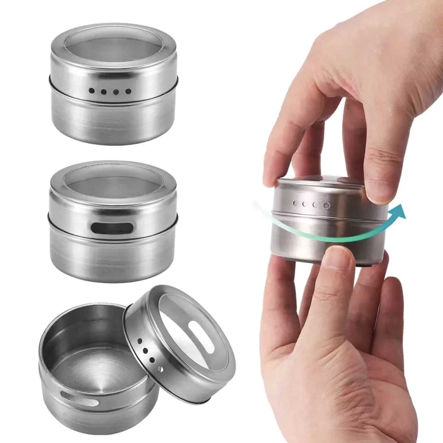 150g Magnetic Spice Jar Stainless Steel Tin - Herb Seasoning Storage Container-4