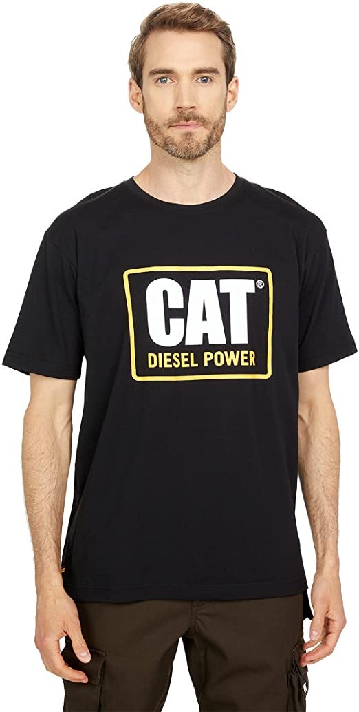 Caterpillar Mens Big & Tall CAT Diesel Power Short Sleeve Classic Fit Tee - Black-1