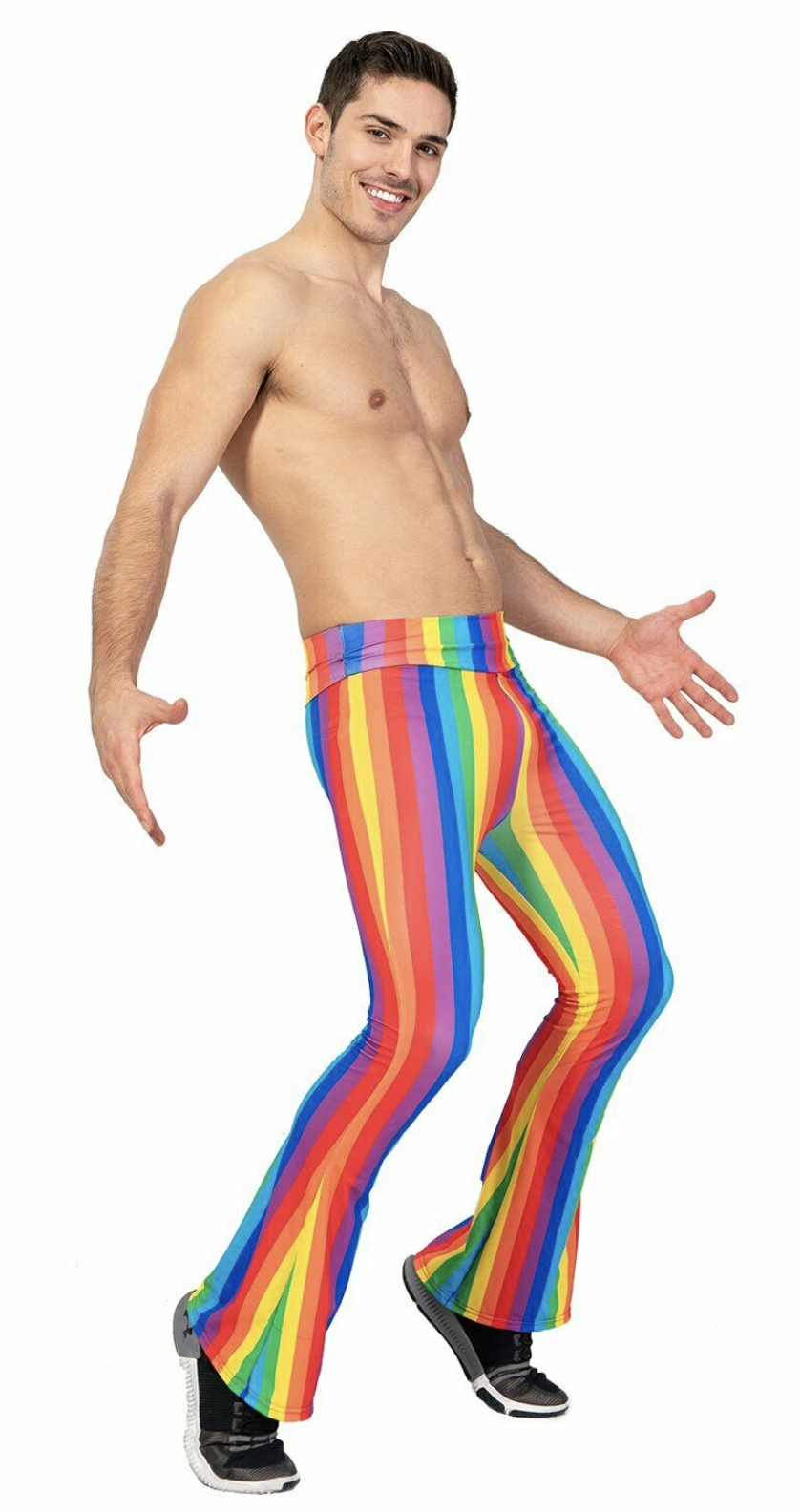 Adult Rainbow Stripe Flare Pants LGBT Costume Mardi Gras Festival Gay Pride-2