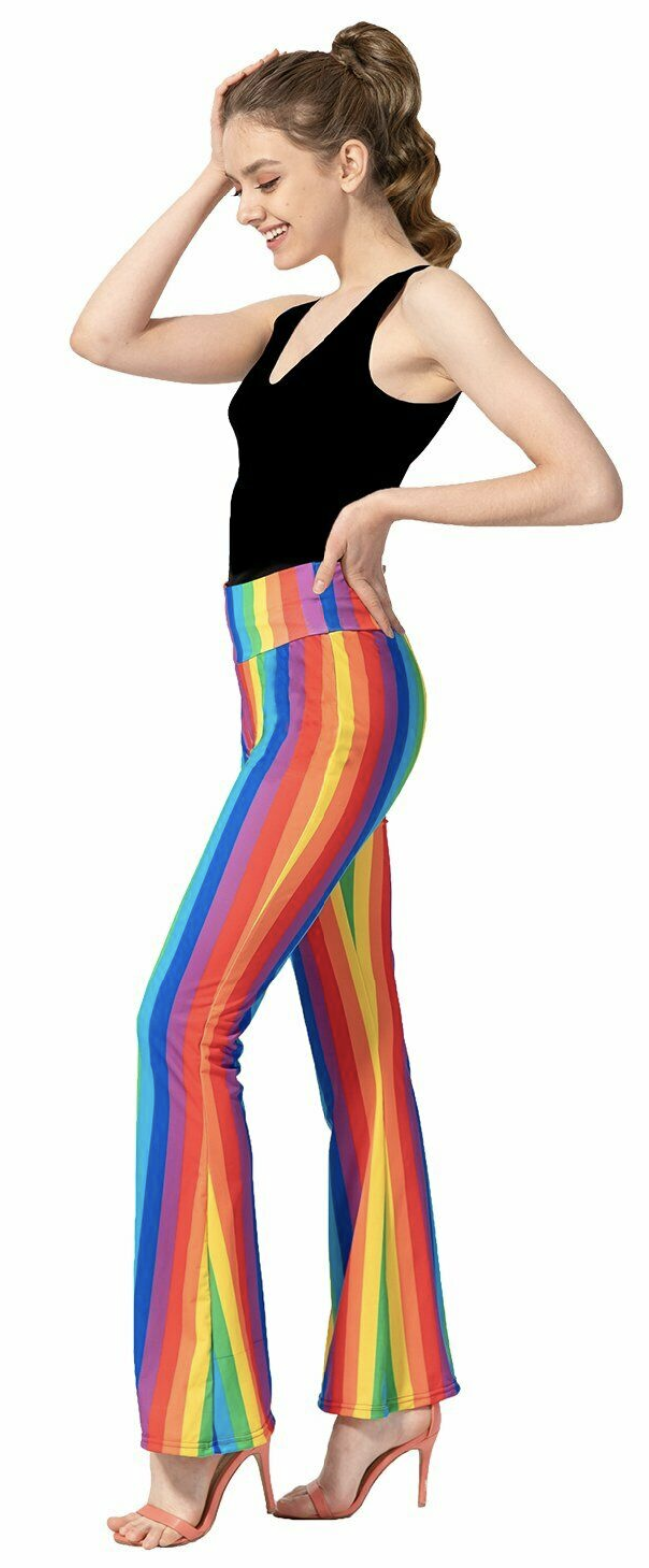 Adult Rainbow Stripe Flare Pants LGBT Costume Mardi Gras Festival Gay Pride-3
