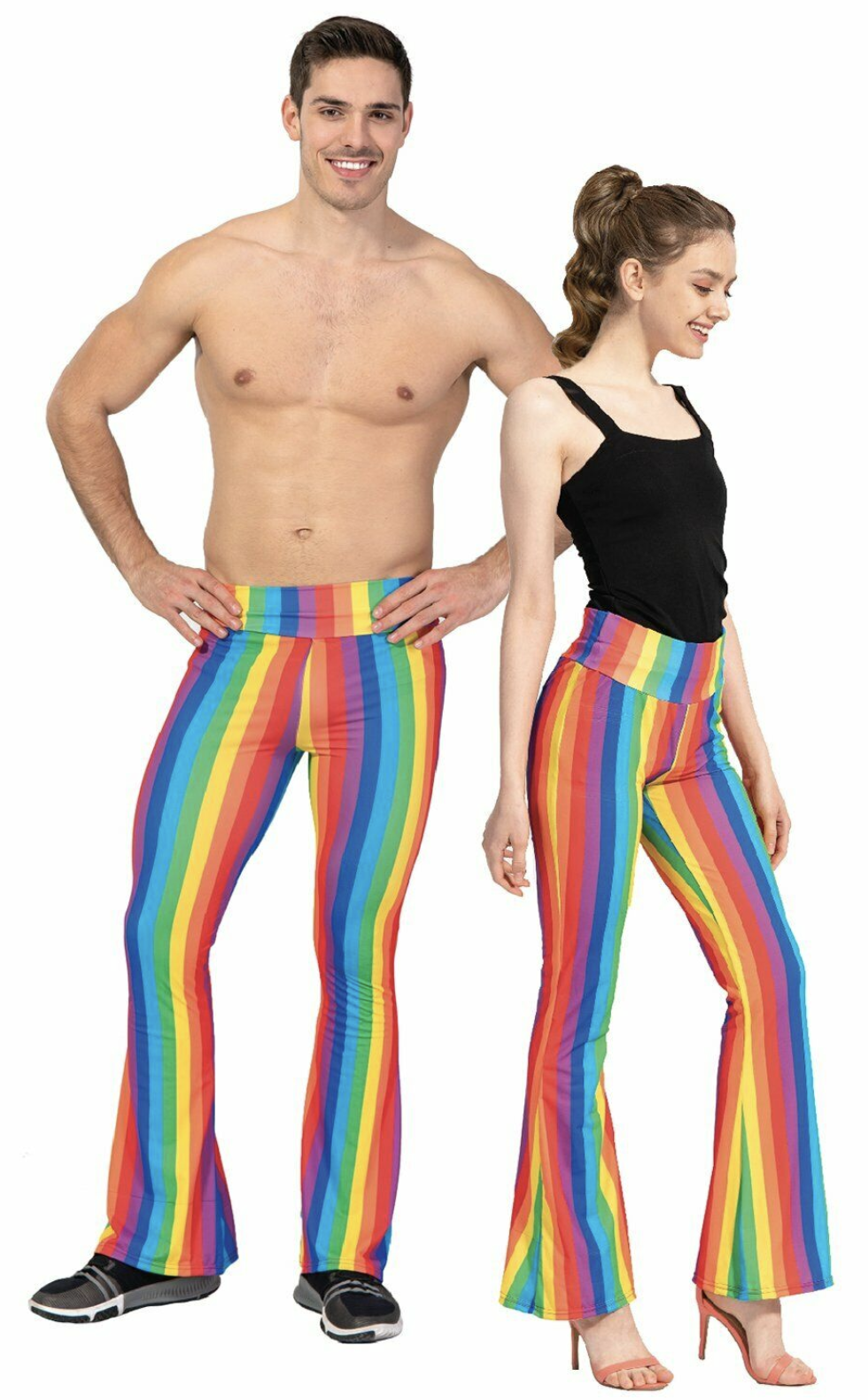 Adult Rainbow Stripe Flare Pants LGBT Costume Mardi Gras Festival Gay Pride-0