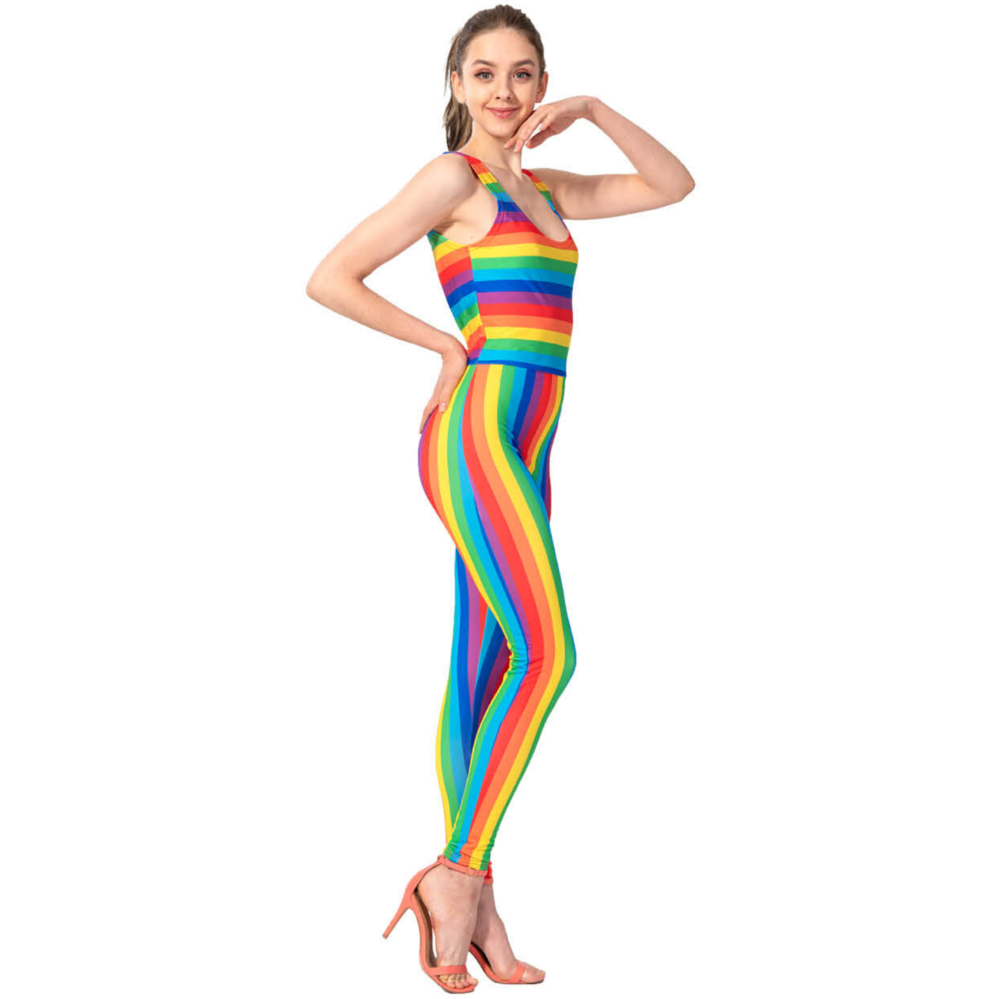 Adult Unisex Rainbow Stripe Unitard Mardi Gras LGBT LGBTQ Pride Gay-2