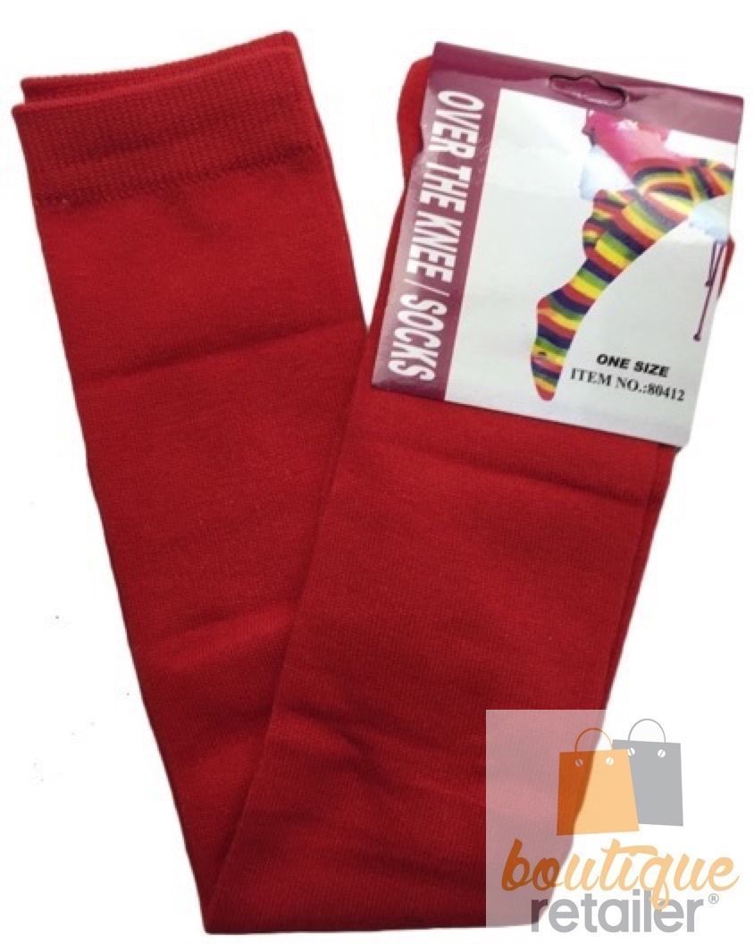 10x OVER THE KNEE SOCKS Plain Striped High Thigh Ladies Long Stocking BULK Price-7