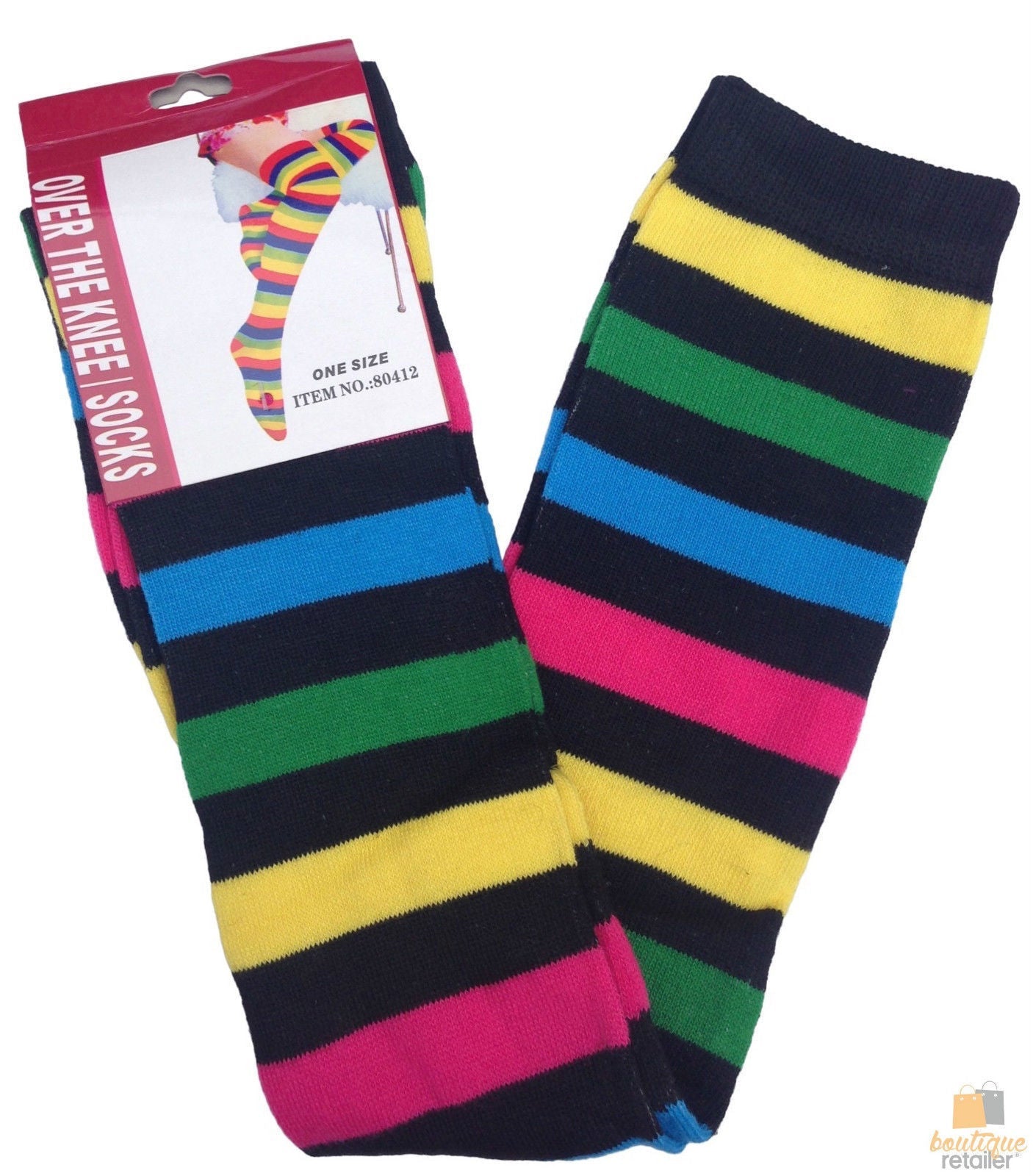10x OVER THE KNEE SOCKS Plain Striped High Thigh Ladies Long Stocking BULK Price-11
