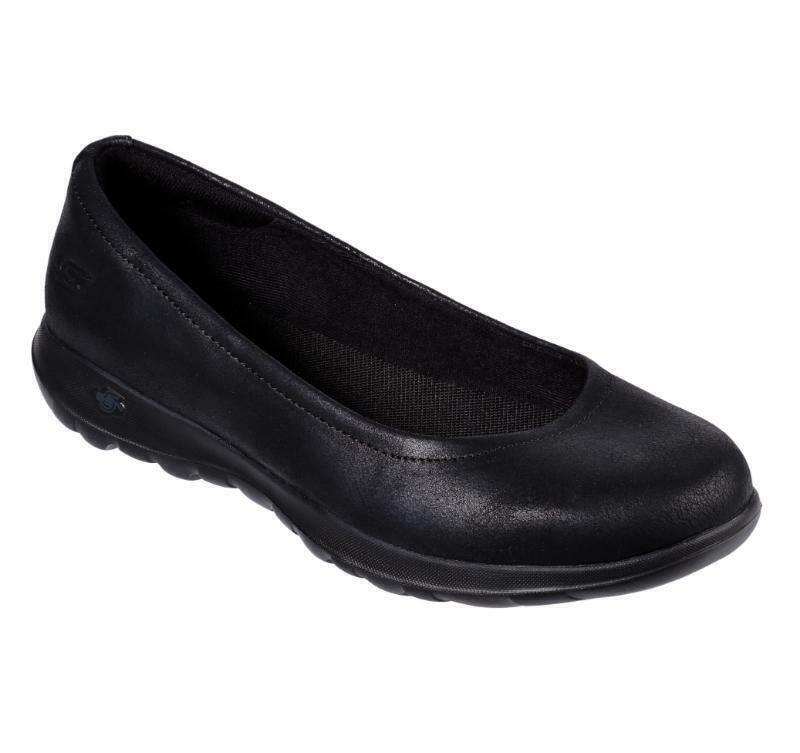 Skechers Womens Go Walk Lite Flats Shoes Comfort GEM Lightweight - Black/Black-0