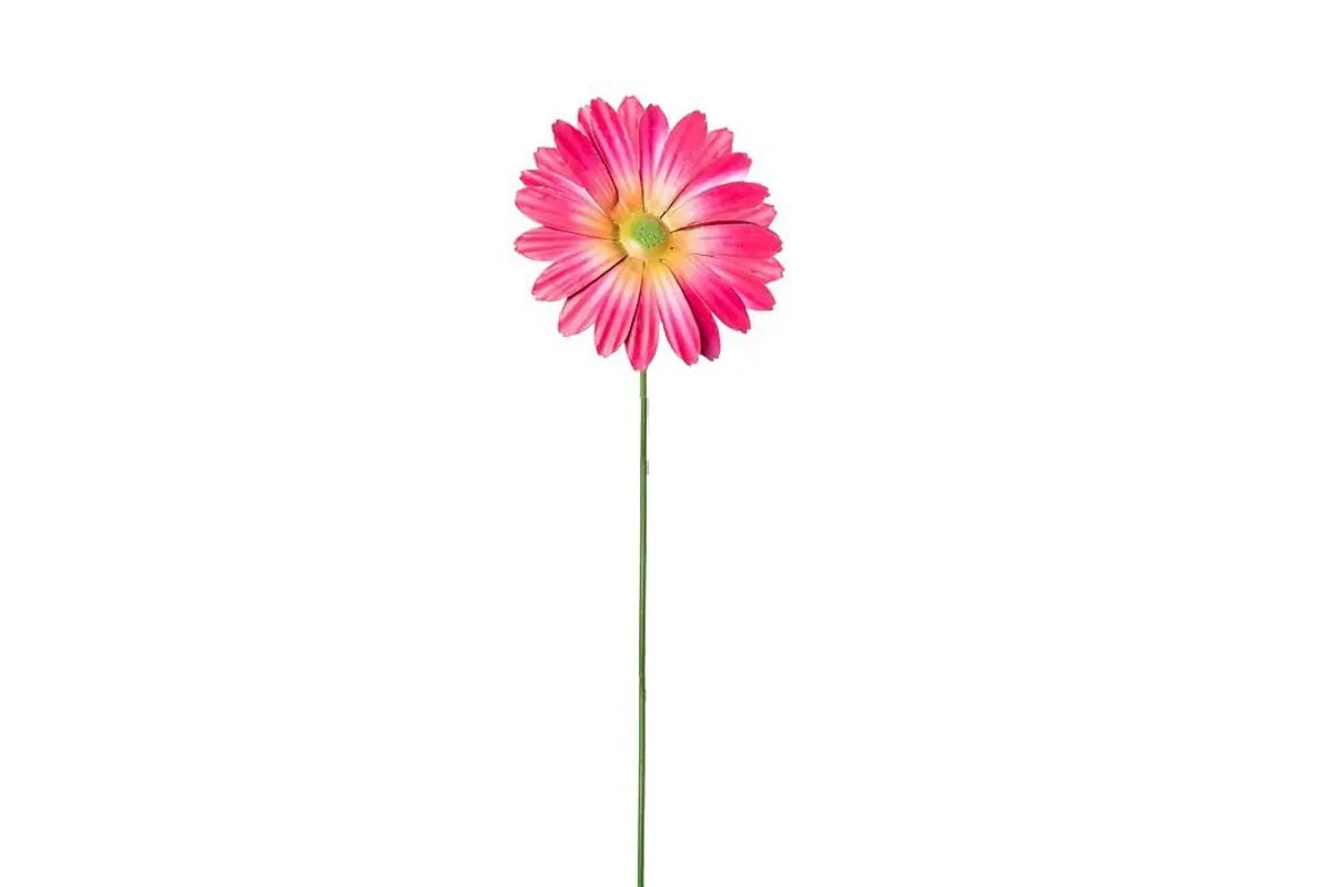 1x Gerbera Flower Garden Stake Set - Hand-Painted Metal Sculptures - (1 Flower)