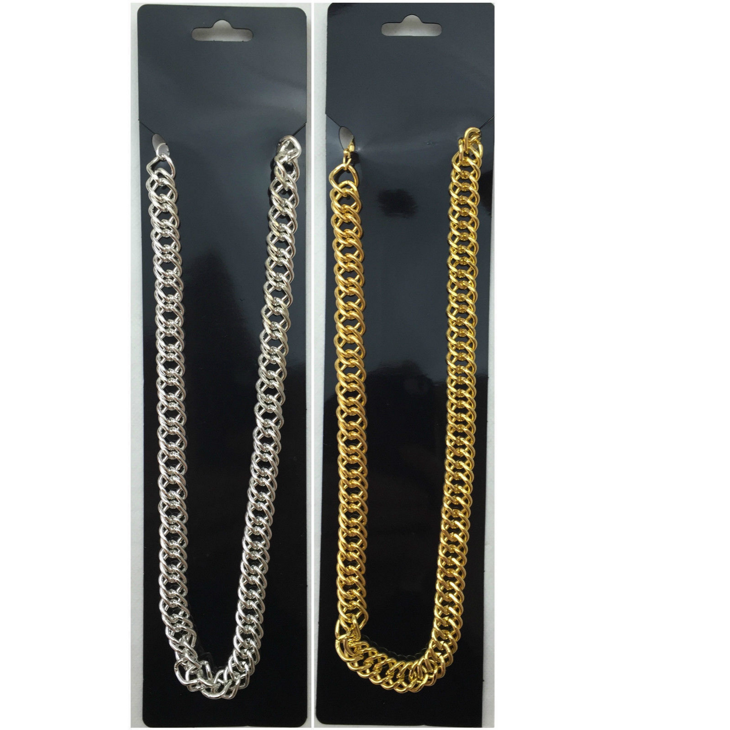 BIG NECKLACE 50cm Pimp Costume Party Fancy Dress Gangster Chain Jewellery - Silver-1