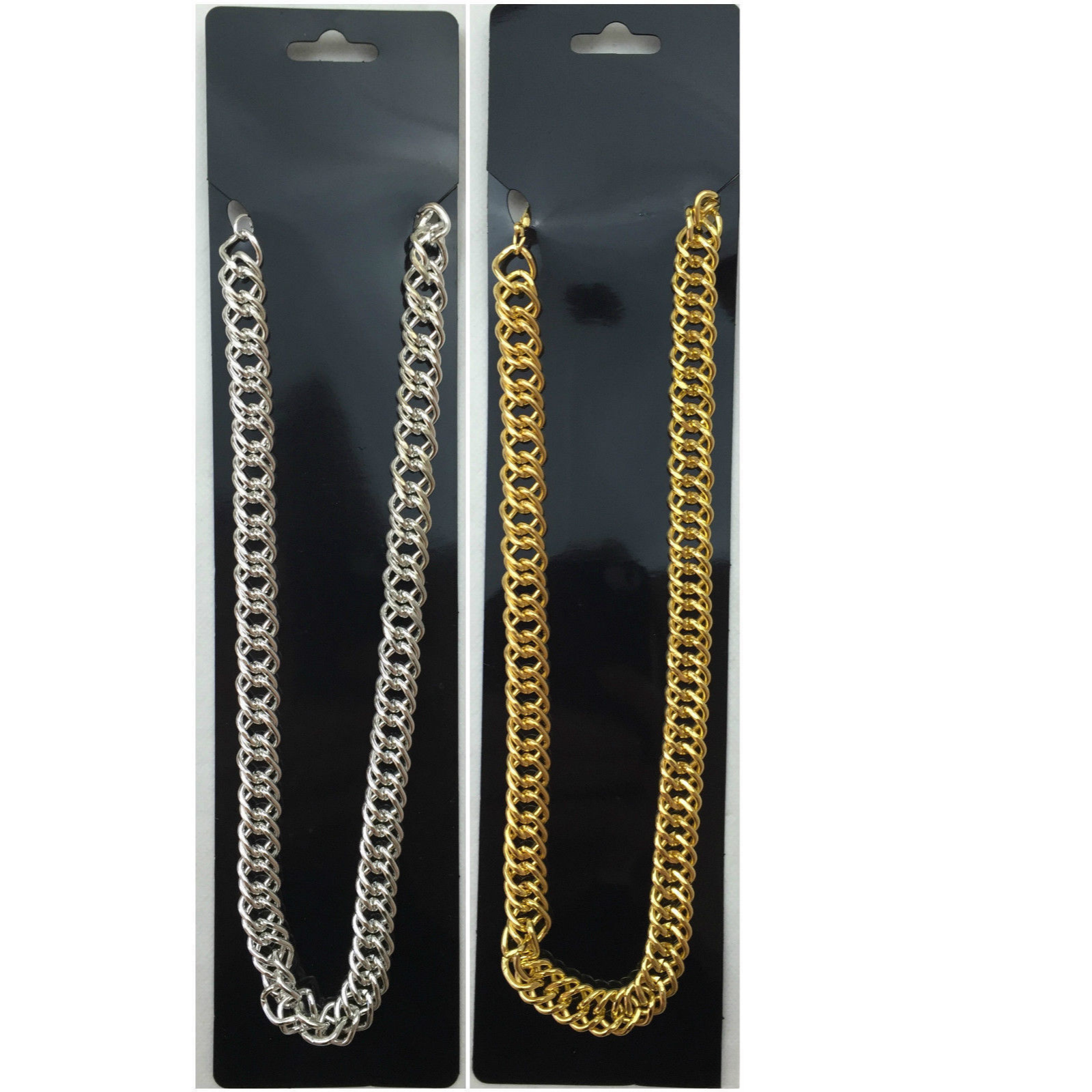 BIG NECKLACE 50cm Pimp Costume Party Fancy Dress Gangster Chain Jewellery - Silver-1