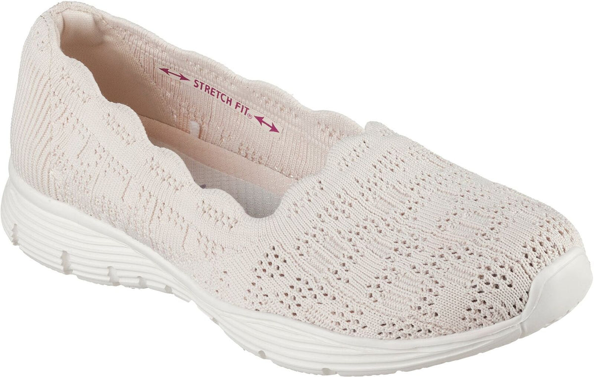 Skechers Womens Seager Air-Cooled Memory Foam Flats Shoes in Natural