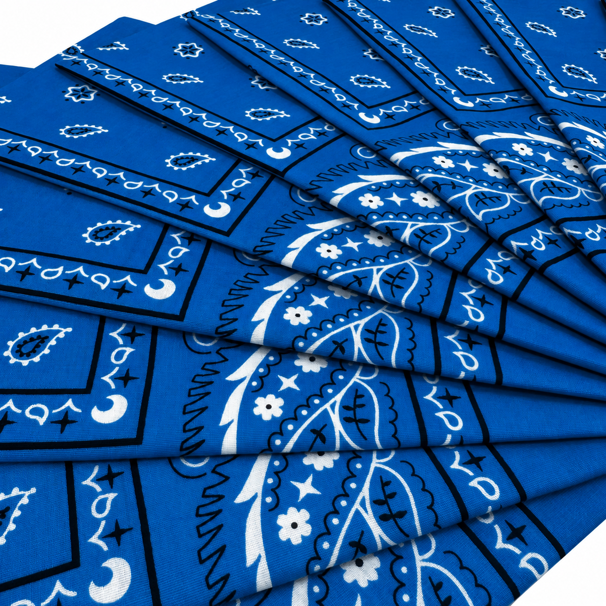 15x BULK BANDANA Paisley 100% COTTON Head Wrap Bandanna Summer Scarf - Blue