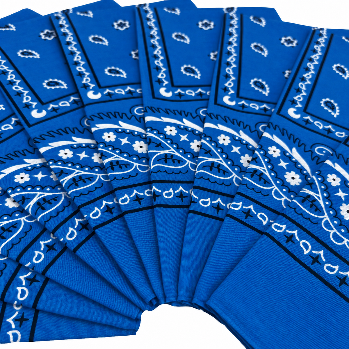 15x BULK BANDANA Paisley 100% COTTON Head Wrap Bandanna Summer Scarf - Blue
