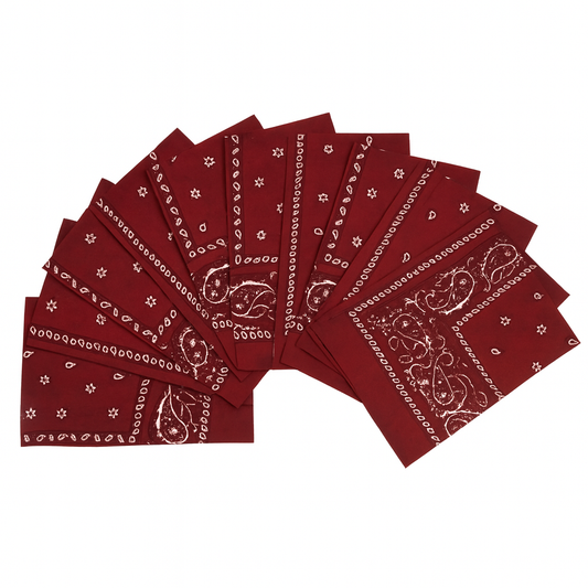 15x BULK BANDANA Paisley 100% COTTON Head Wrap Bandanna Summer Scarf - Burgundy