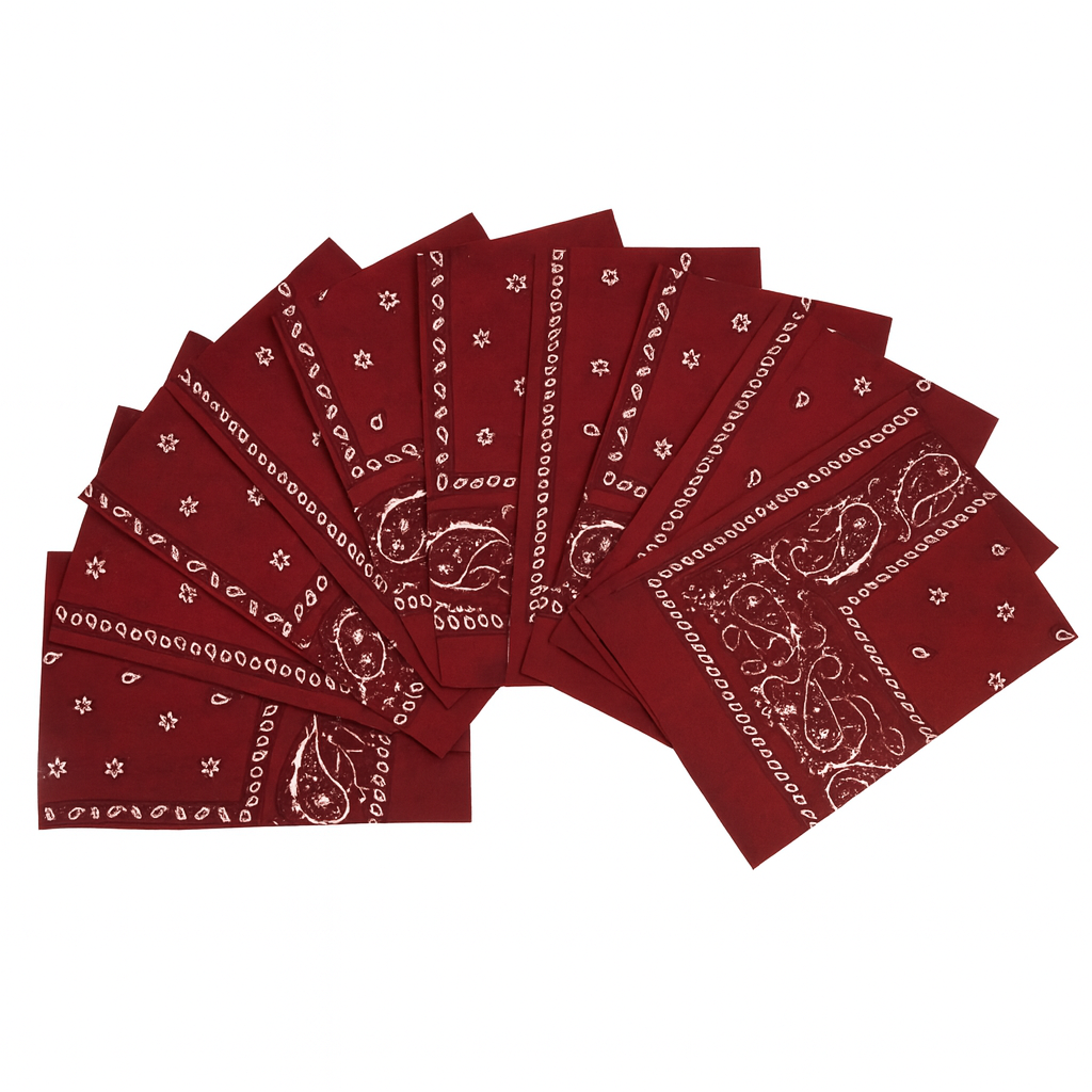 15x BULK BANDANA Paisley 100% COTTON Head Wrap Bandanna Summer Scarf - Burgundy