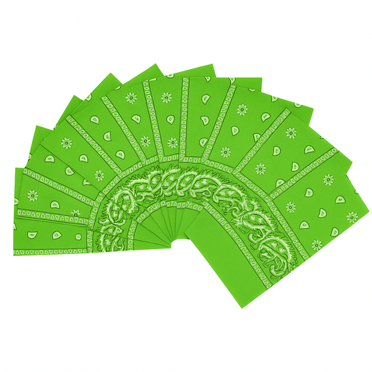 15x BULK BANDANA Paisley 100% COTTON Head Wrap Bandanna Summer Scarf - Light Green