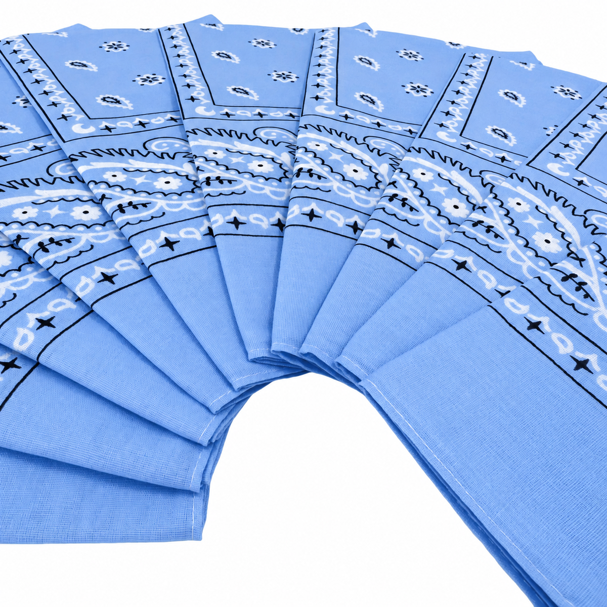 15x BULK BANDANA Paisley 100% COTTON Head Wrap Bandanna Summer Scarf - Sky Blue