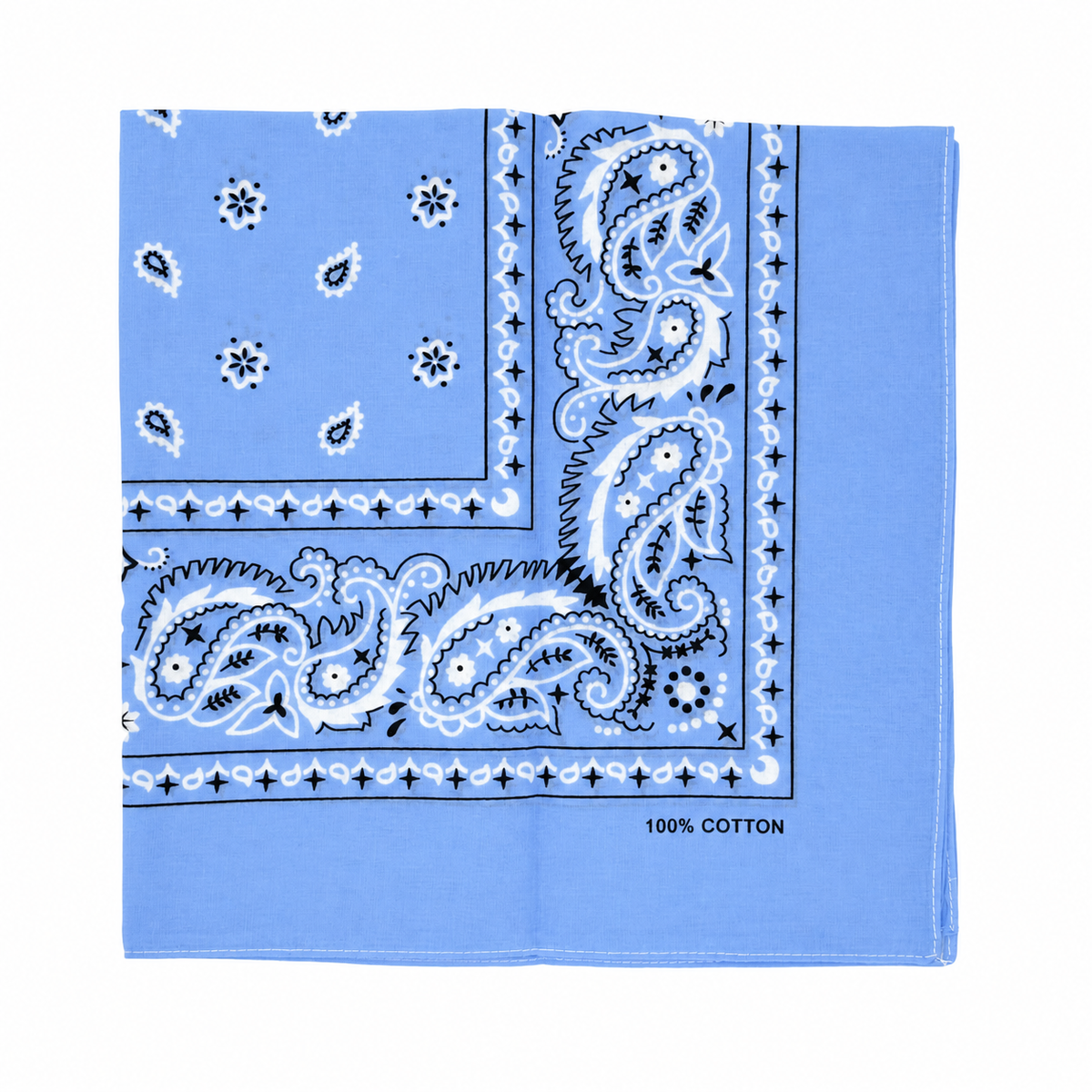 15x BULK BANDANA Paisley 100% COTTON Head Wrap Bandanna Summer Scarf - Sky Blue