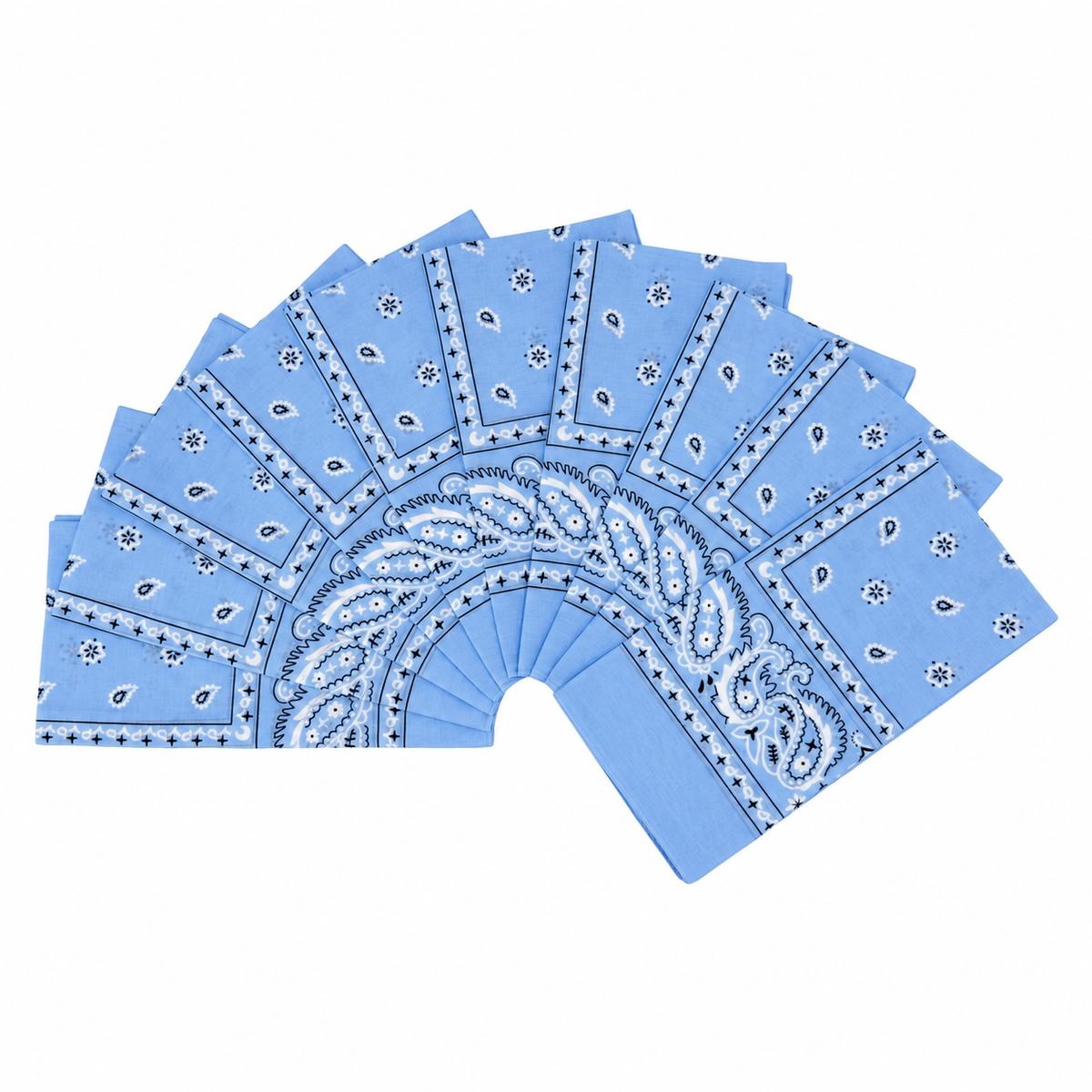 15x BULK BANDANA Paisley 100% COTTON Head Wrap Bandanna Summer Scarf - Sky Blue