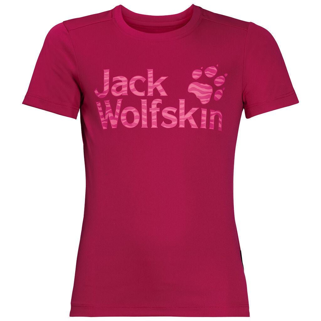 Jack Wolfskin Girls Jungle T Shirt Tee Top Sun UV Shield Shirt Childrens UPF 50+ - Azalea Red