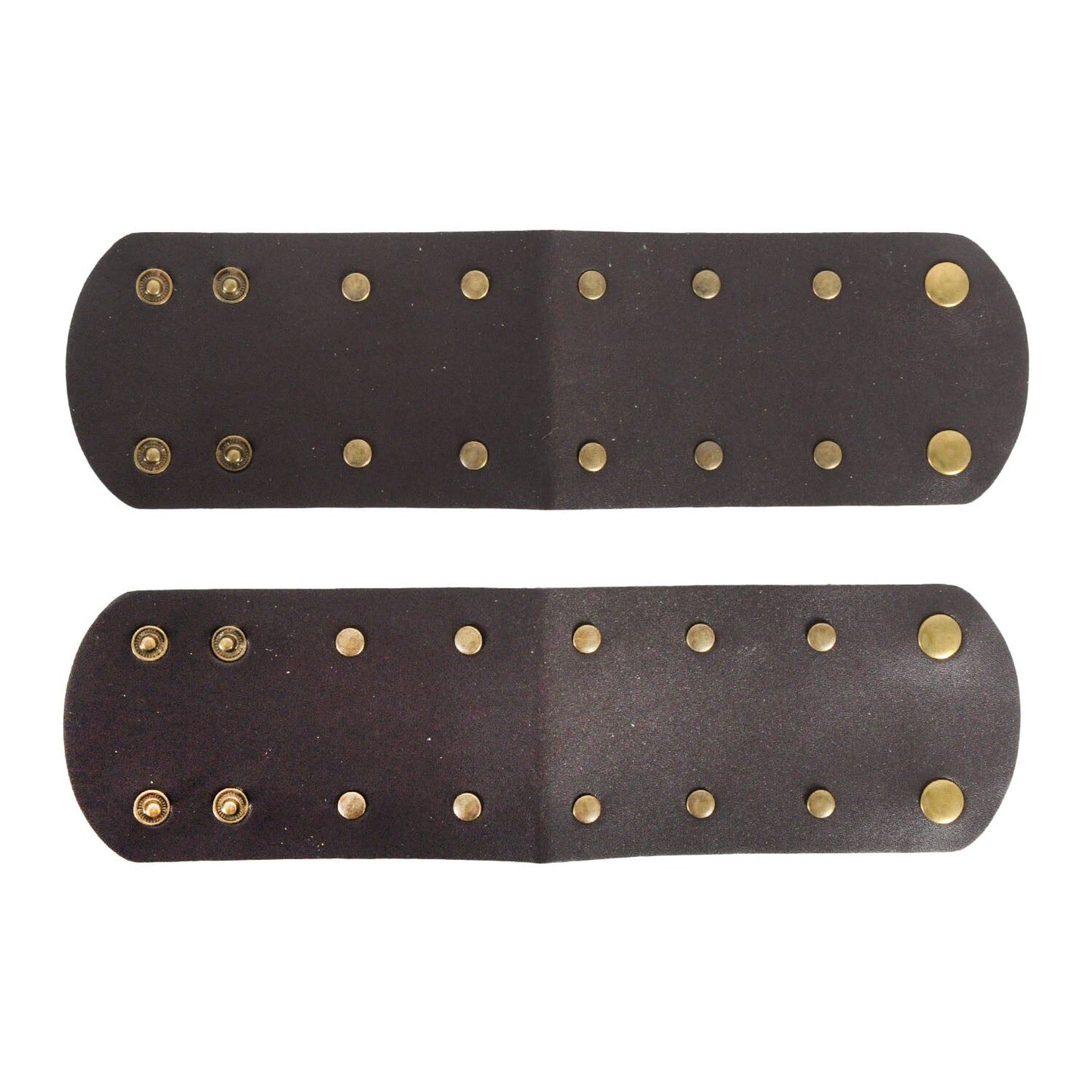 Gods and Goddesses Wristband Cuffs Brown Faux Leather Bronze Stud Pair
