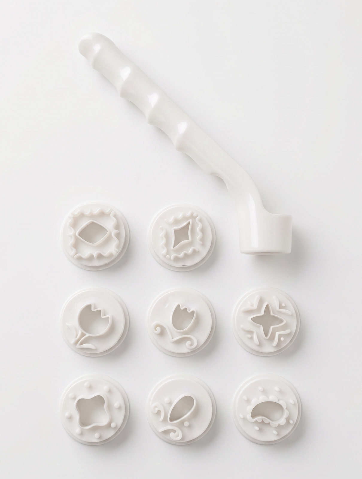 Avanti 9-Piece Fondant Stamp Set w/ Interchangeable Design Discs (Decorating Tool)