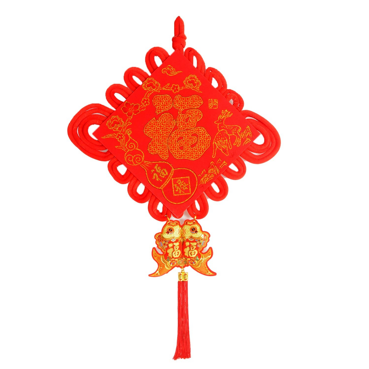 Chinese New Year Fortune Hanging Decoration 108cm Red Tassel Ornament - Extra Large