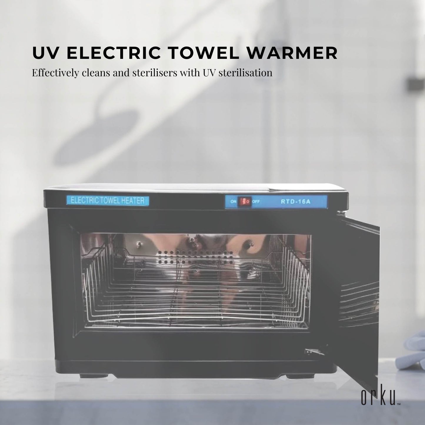16L Black UV Electric Towel Warmer Steriliser Cabinet Beauty Spa Heat Sanitiser-1