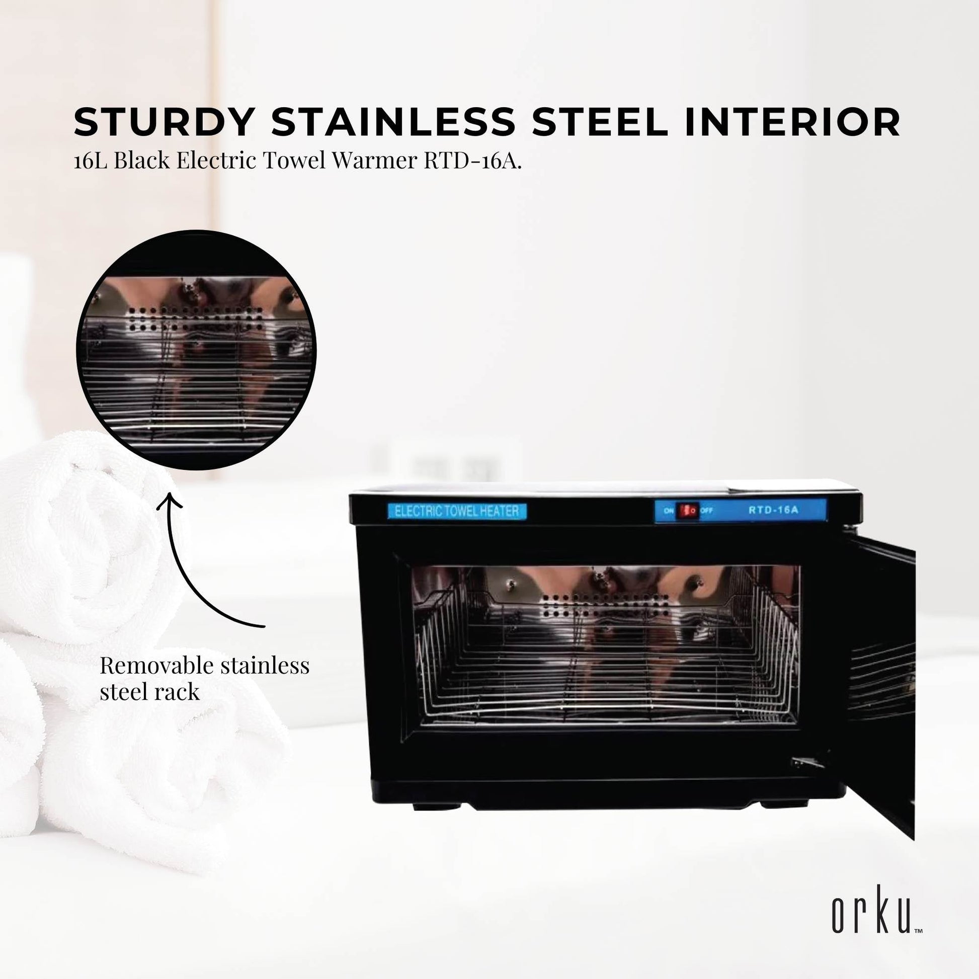 16L Black UV Electric Towel Warmer Steriliser Cabinet Beauty Spa Heat Sanitiser-3