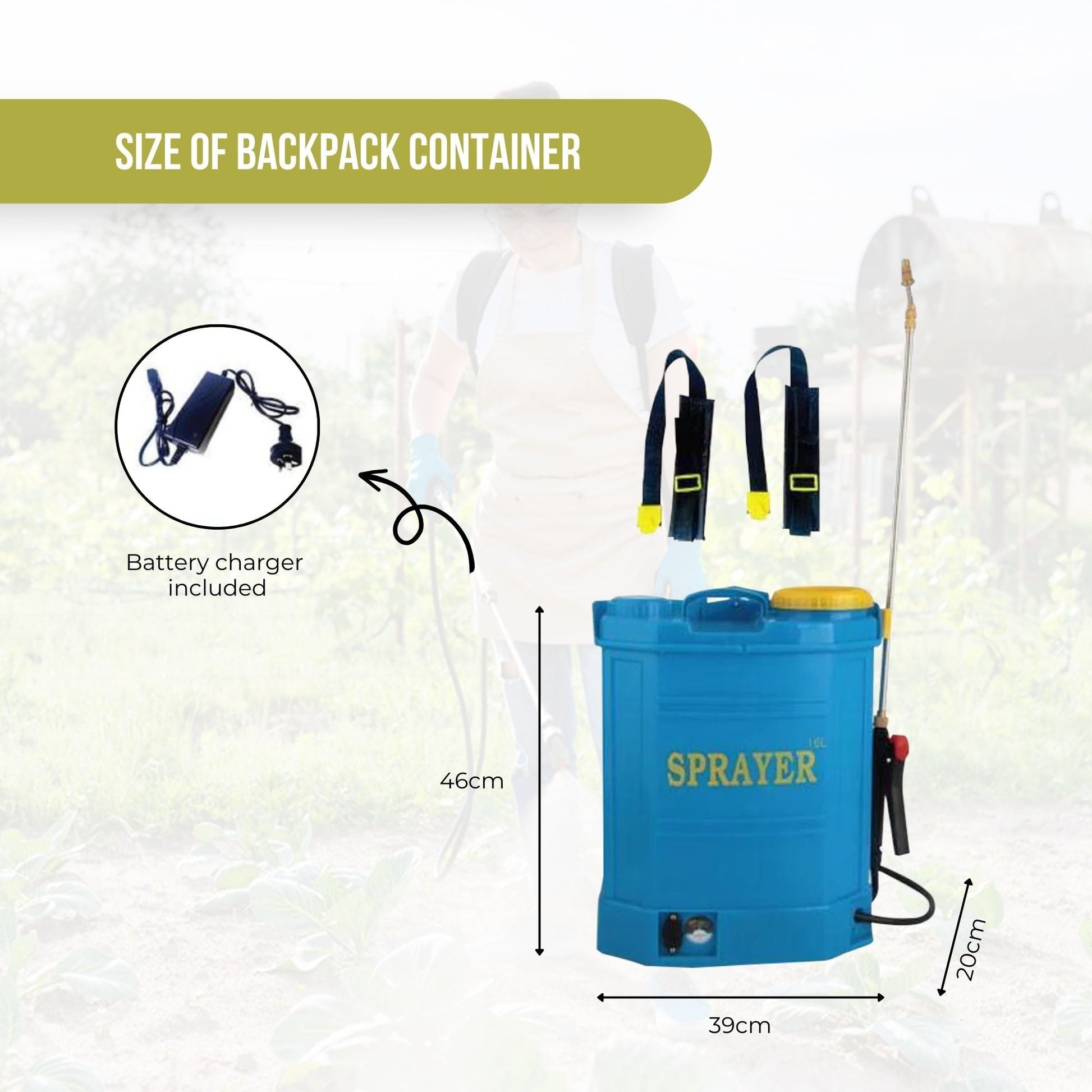 16L Rechargeable Backpack Pressure Sprayer - Portable Electric Garden Weed Pump-2