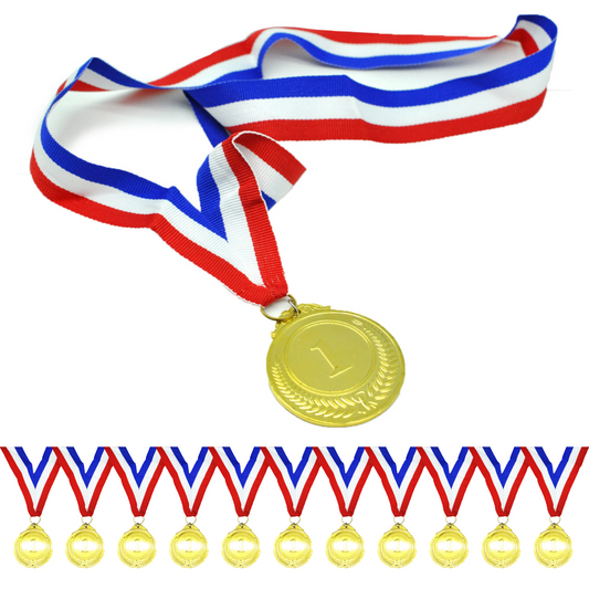 12x 1st METAL GOLD WINNER MEDALS Sports Day School 46cm Ribbon Olympics-0
