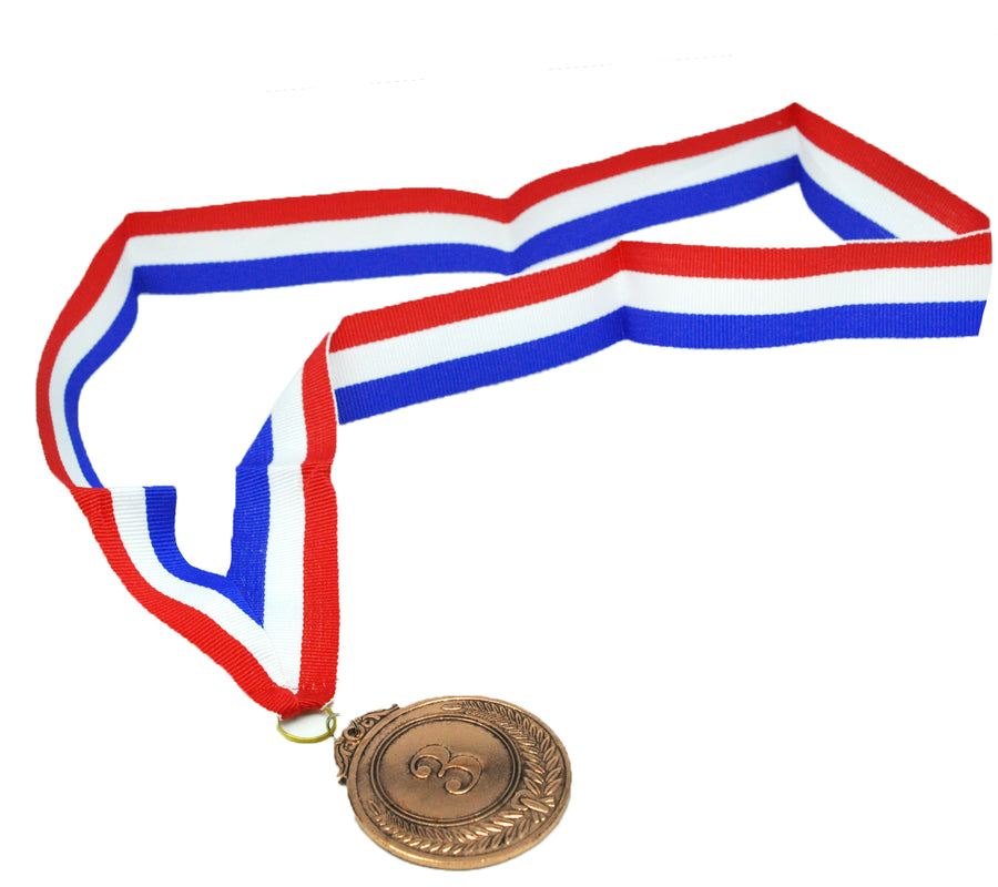 3rd METAL BRONZE WINNER MEDALS Sports Day School 46cm Ribbon-0
