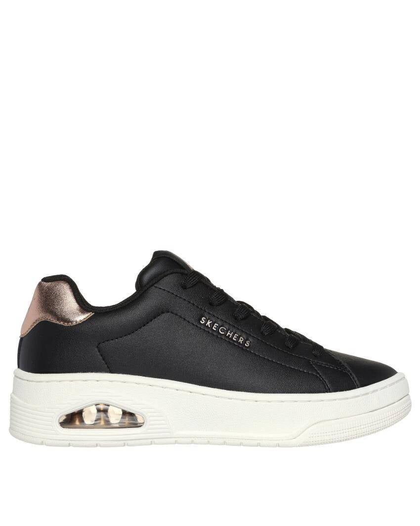 Skechers Womens Lace Up Uno Court Courted Air Sneakers Shoes in Black