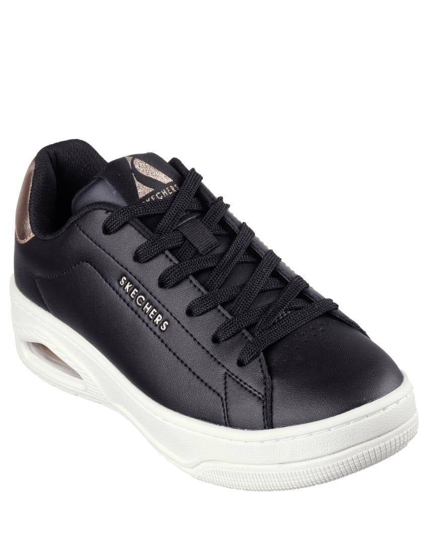 Skechers Womens Lace Up Uno Court Courted Air Sneakers Shoes in Black