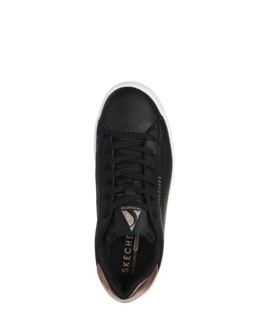 Skechers Womens Lace Up Uno Court Courted Air Sneakers Shoes in Black