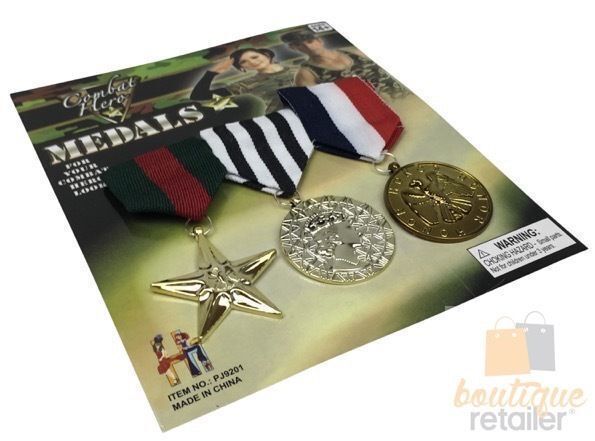 3x Army Solider Medals Combat Party Costume Halloween Fancy Dress Replica-2
