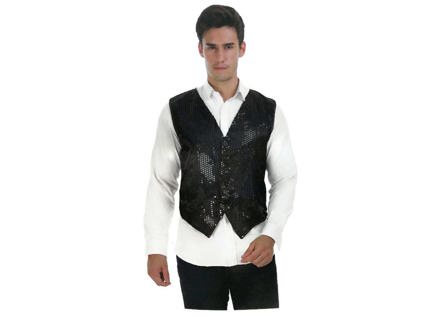 Mens Premium SEQUIN VEST Waistcoat Dance Costume Disco Sparkle Deluxe-2