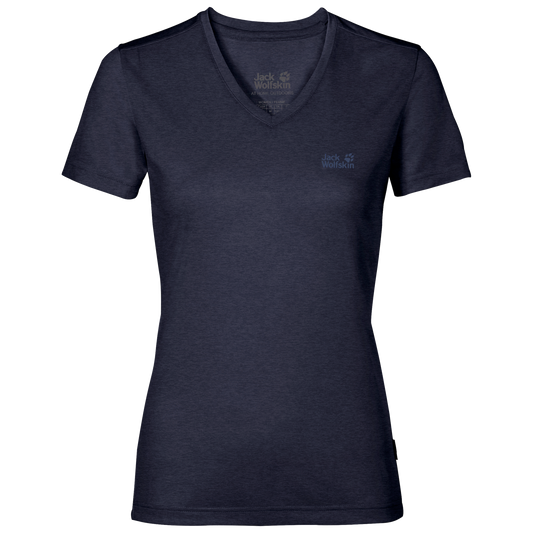 Jack Wolfskin Womens Crosstrail Short Sleeve Top T Shirt Base Layer Warm - Midnight Blue