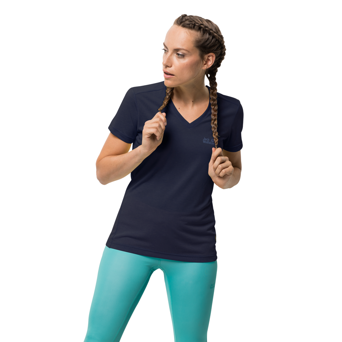 Jack Wolfskin Womens Crosstrail Short Sleeve Top T Shirt Base Layer Warm - Midnight Blue