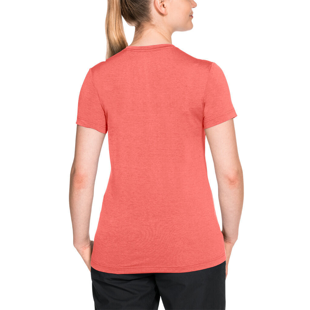 Jack Wolfskin Womens Crosstrail Short Sleeve Top T Shirt Base Layer Warm - Flamingo