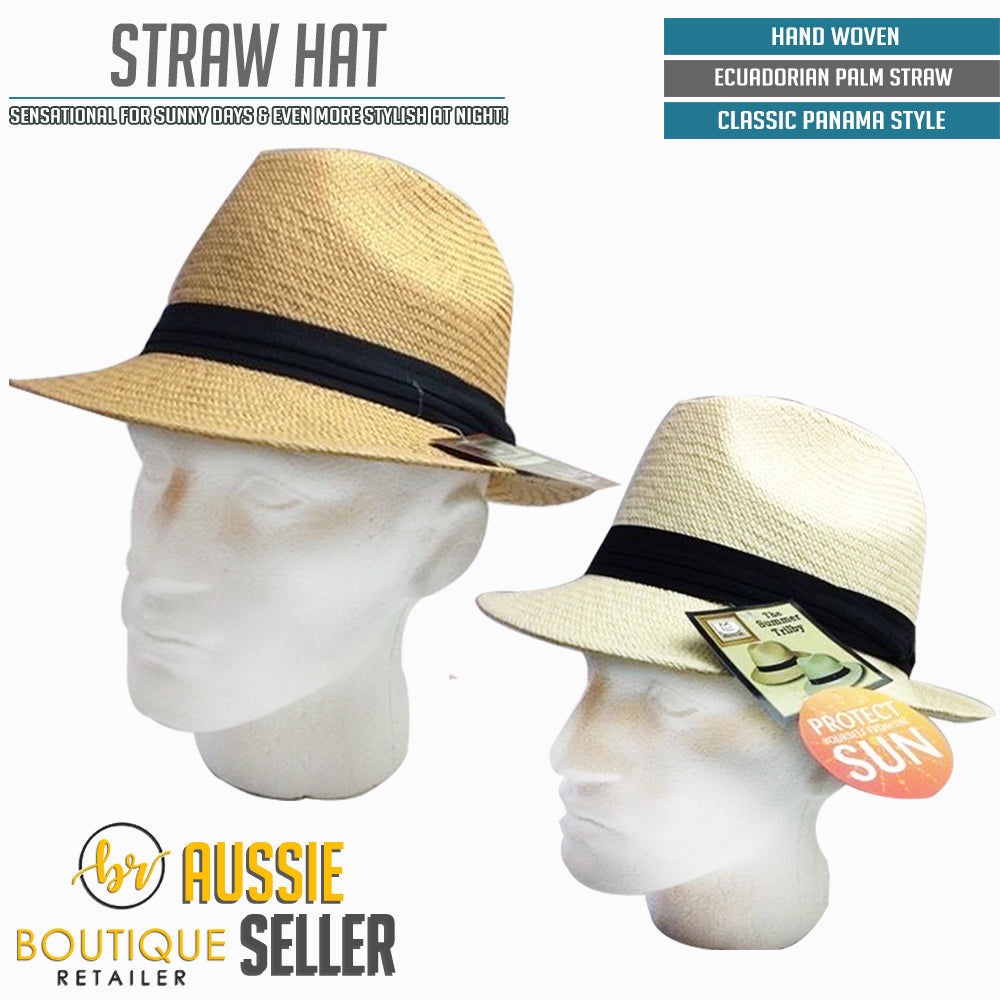 MELBOURNE HATS Fedora  Ecuadorian Palm Straw Hat Handwoven Summer Panama Trilby-1
