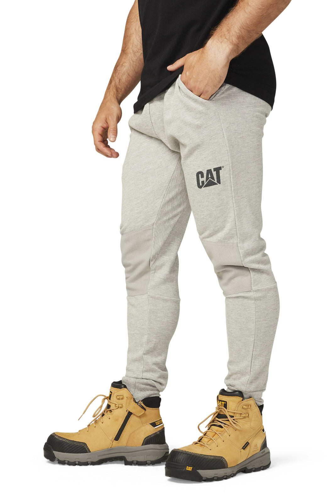 Caterpillar Track Pants Trackies Work Casual Gym Slim Fit w Hem Joggers - Grey-3