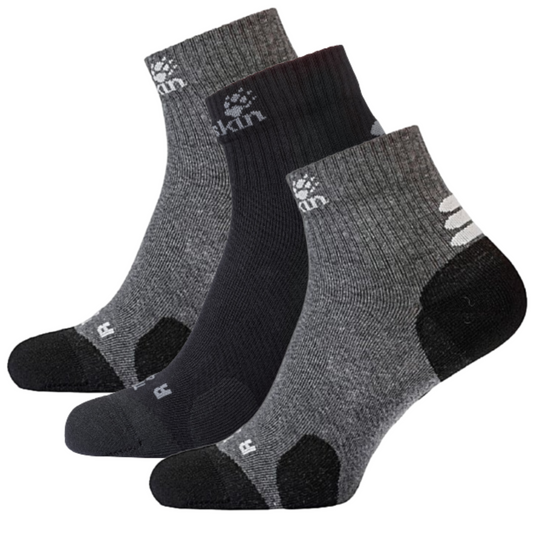 3x Jack Wolfskin Ankle Socks Travel Organic Cotton Mid Cut Hiking Trekking-0