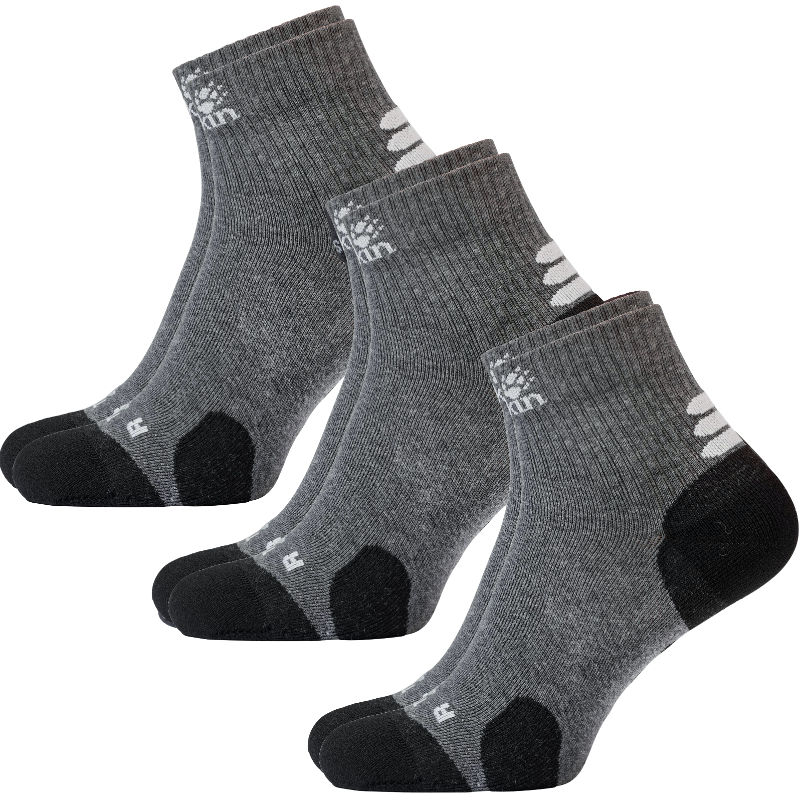 3x Jack Wolfskin Ankle Socks Travel Organic Cotton Mid Cut Hiking Trekking-4